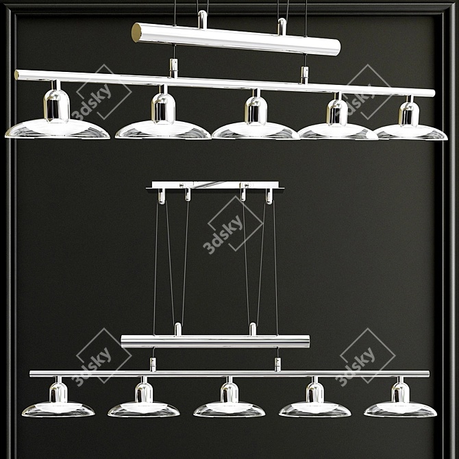 Elegant Galaxy Pendant Chrome Chandelier 3D model image 2