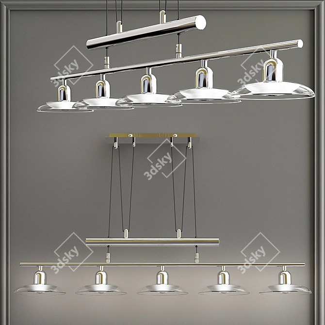 Elegant Galaxy Pendant Chrome Chandelier 3D model image 3