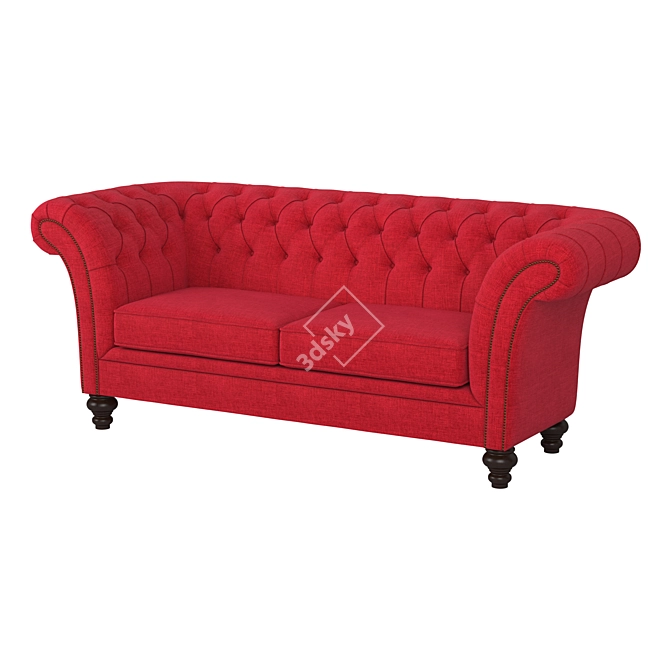 Contemporary Red Velvet Sofa 3D model image 1