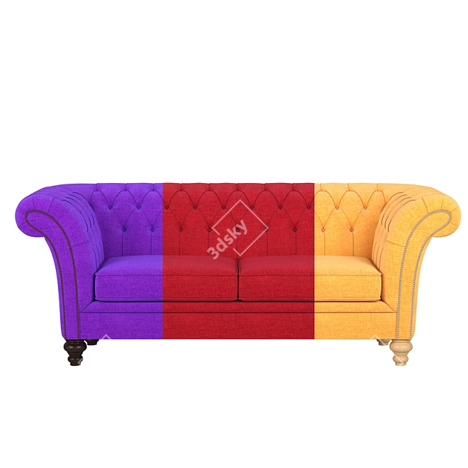 Contemporary Red Velvet Sofa 3D model image 2