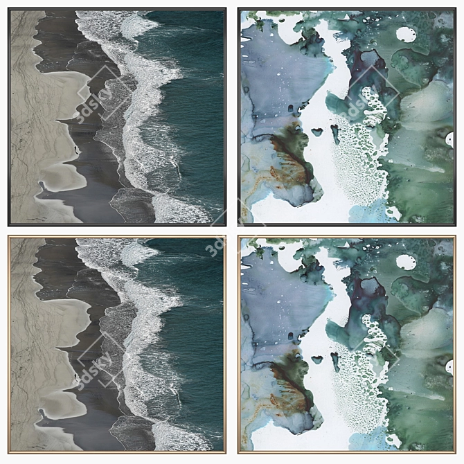 Wall Art Set 1075: 2 Paintings, 4 Frame Options 3D model image 2