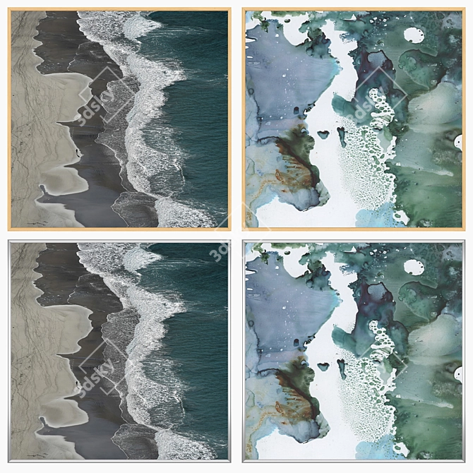 Wall Art Set 1075: 2 Paintings, 4 Frame Options 3D model image 3