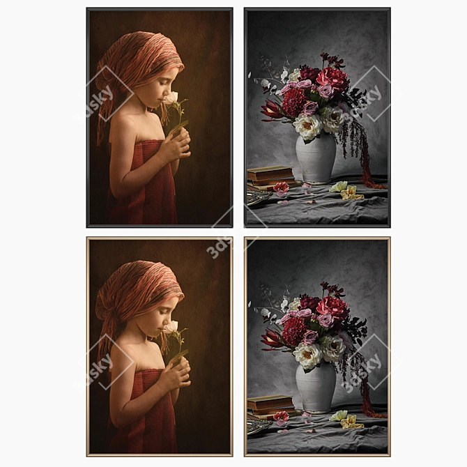 Contemporary Wall Art Set 3D model image 2