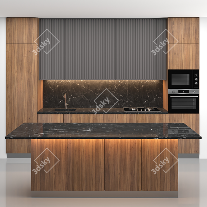  Modern Island Kitchen Set 3D model image 1