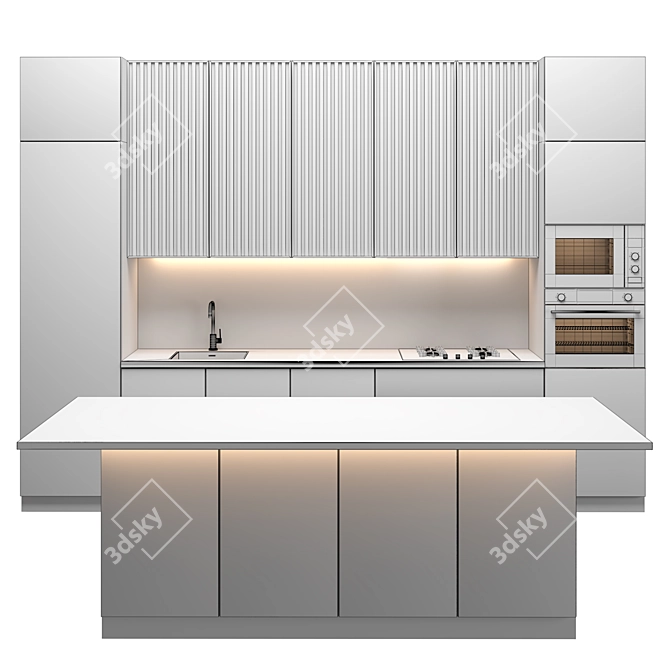  Modern Island Kitchen Set 3D model image 5