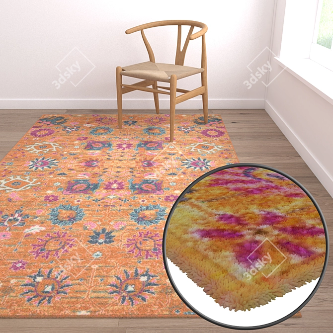 Luxury Textured Carpets Set 3D model image 5