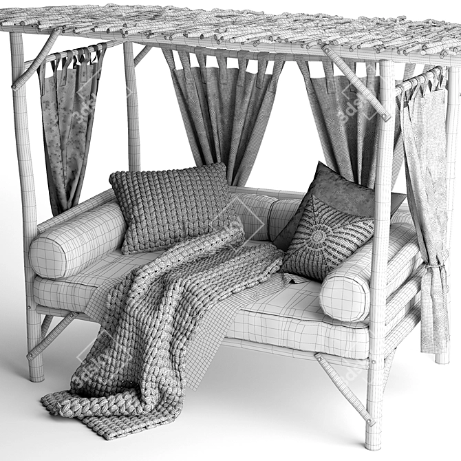 Serengeti Safari-Inspired Daybed: A Luxurious Blend of Style and Comfort 3D model image 5