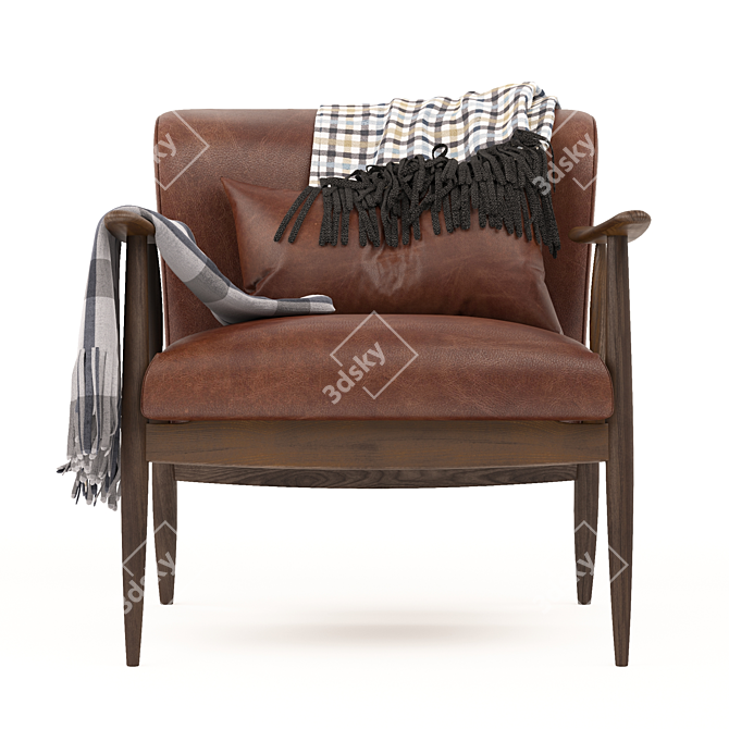 Saddle Leather Wood Chair 3D model image 4