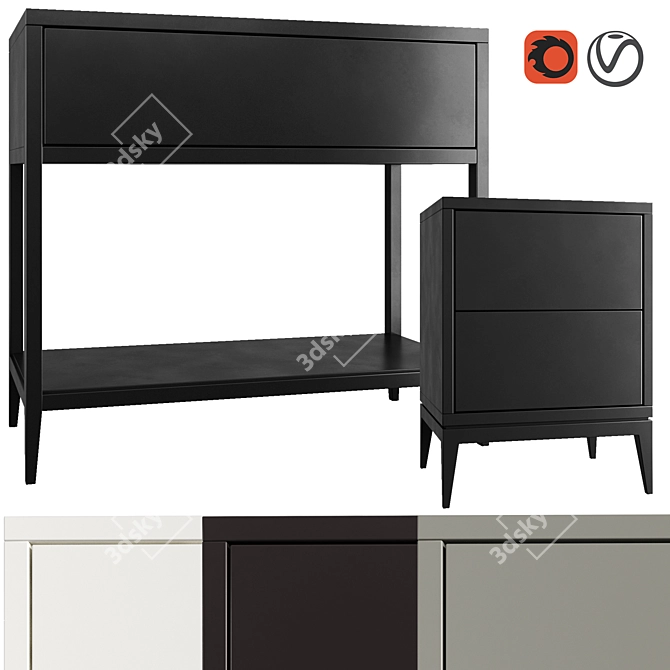 Austin Home Console Nightstand 3D model image 1