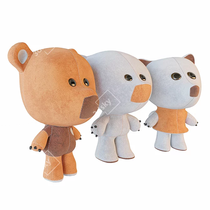 Mi-Mi Bears Plush Toys 3D model image 2