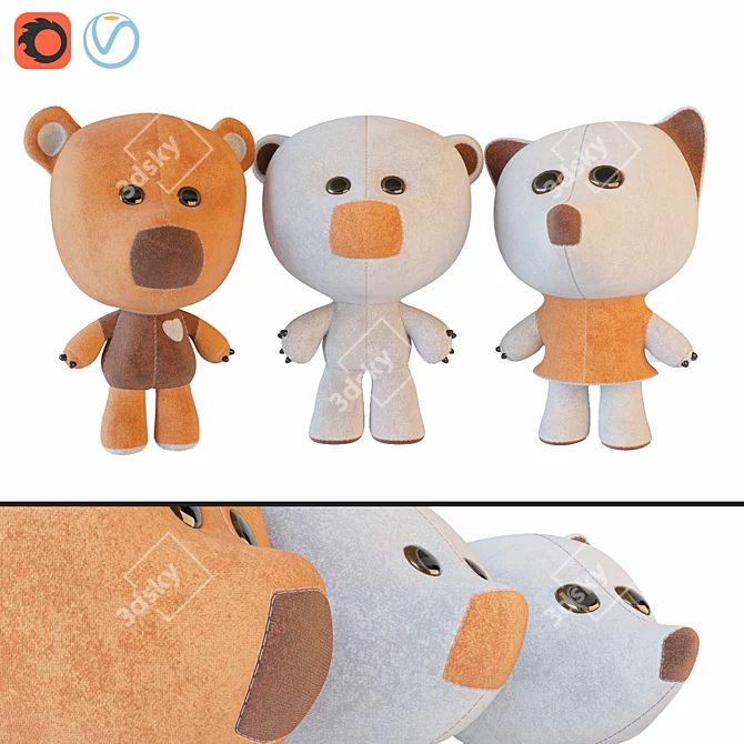 Mi-Mi Bears Plush Toys 3D model image 6