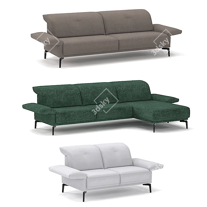 Belgian Barbuda Sofa: Comfort and Elegance 3D model image 1