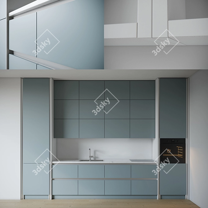 Italian-designed Gola Profile Kitchen 3D model image 1