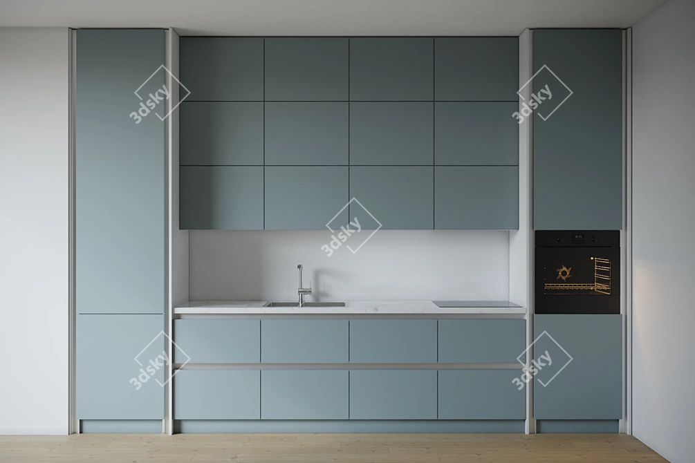 Italian-designed Gola Profile Kitchen 3D model image 2