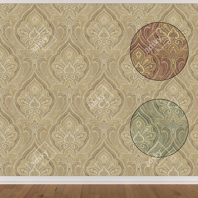 Seamless Wallpaper Set: 3 Colors | 3D Models 3D model image 1