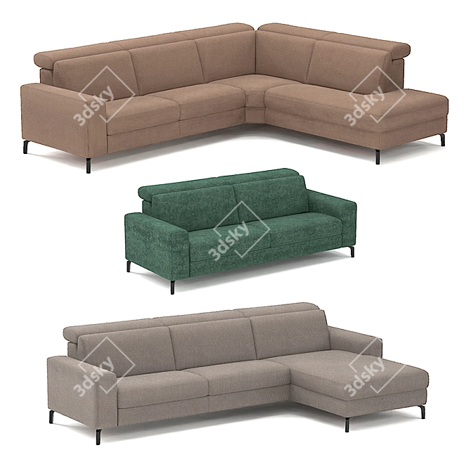 Elegant Belgian Sofa: Colorado 3D model image 1
