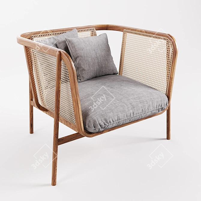 Cane Collection Rattan Lounge: Game Ready 3D Model 3D model image 1