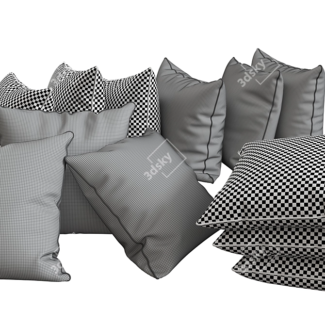 Elegant Embroidered Pillows 3D model image 2