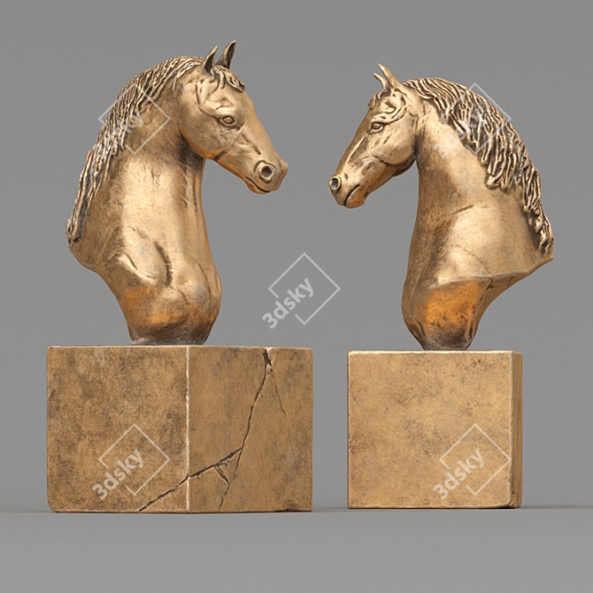 Elegant Horse Head Sculpture 3D model image 2