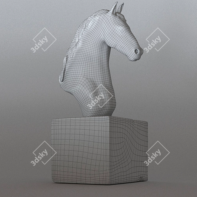 Elegant Horse Head Sculpture 3D model image 3