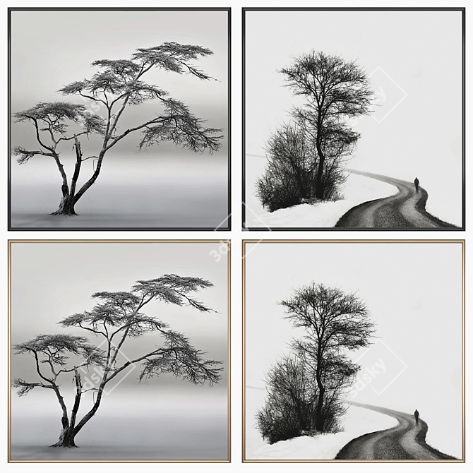 Artful Ensemble: Dual Paintings & Versatile Frames 3D model image 2