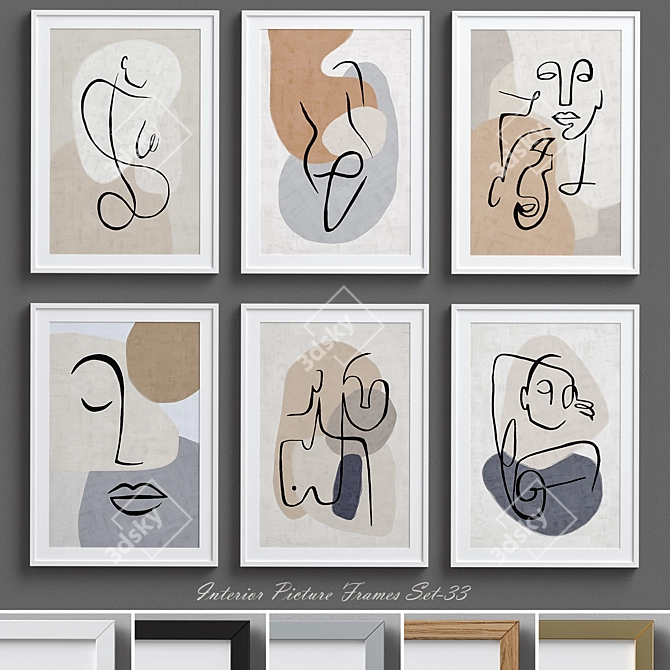 Abstract Line Art Picture Frames 3D model image 1