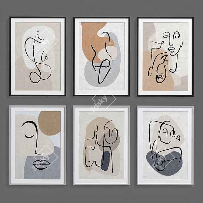 Abstract Line Art Picture Frames 3D model image 4