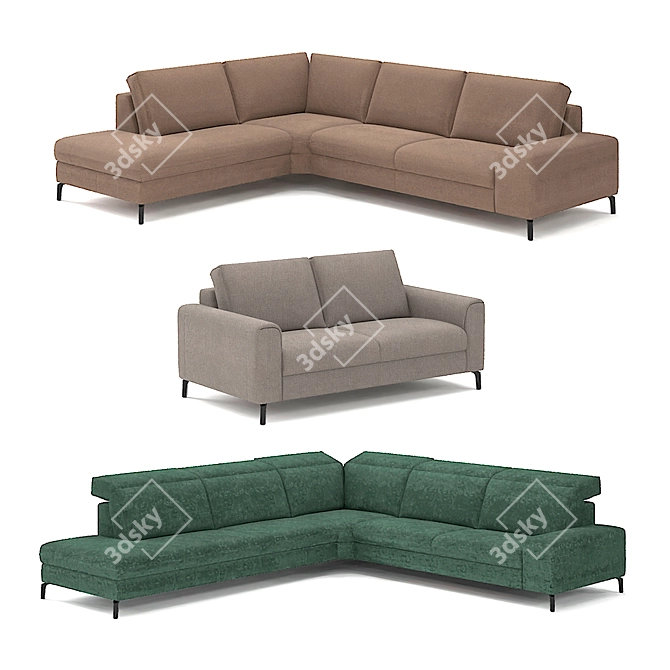 Belgian Comfort Corner Sofa 3D model image 1