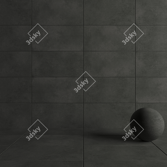 Concrete Wall Tiles Anthracite: Modern Multi-Texture Design 3D model image 4