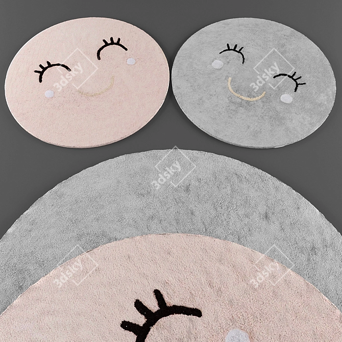 Round Kids' Rug Collection 3D model image 1