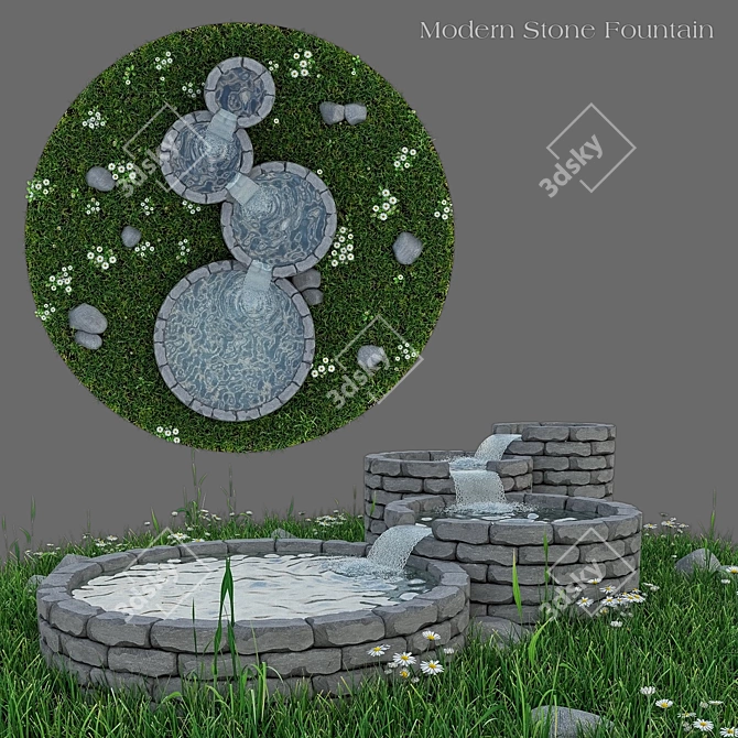 Contemporary Stone Fountain - Vray 3D model image 3