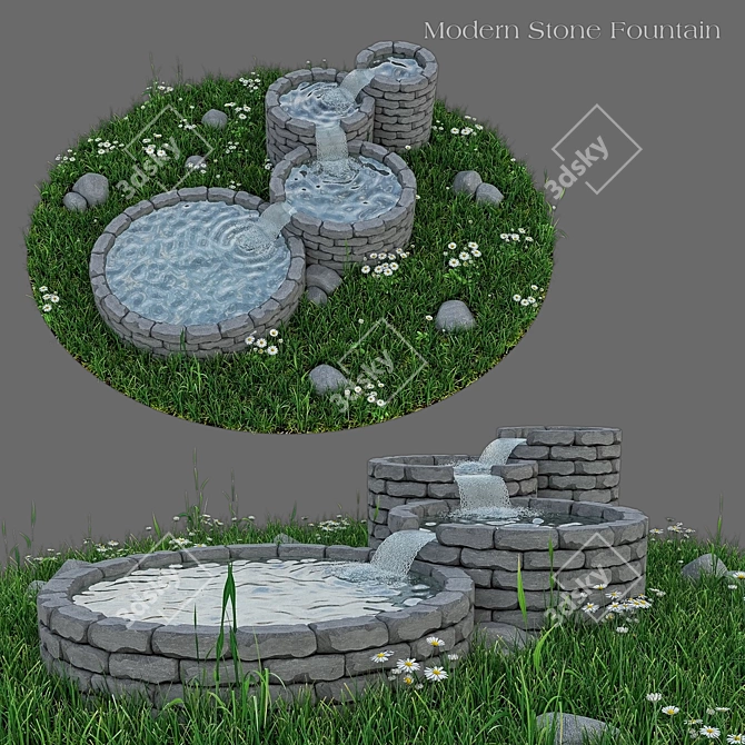 Contemporary Stone Fountain - Vray 3D model image 4