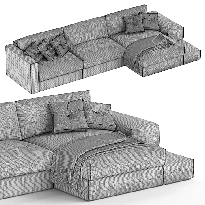 Cozy Comfort: Gentle Big Sofa 3D model image 2