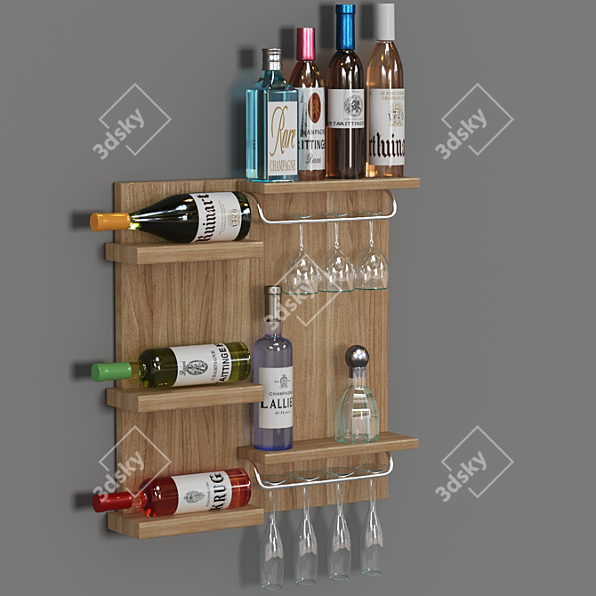 Polygonal Wine Bottle 03 3D model image 2