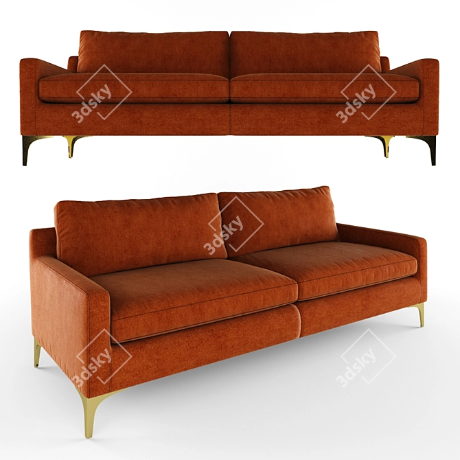 Modern Low-Arm Bulkley Sofa 3D model image 1