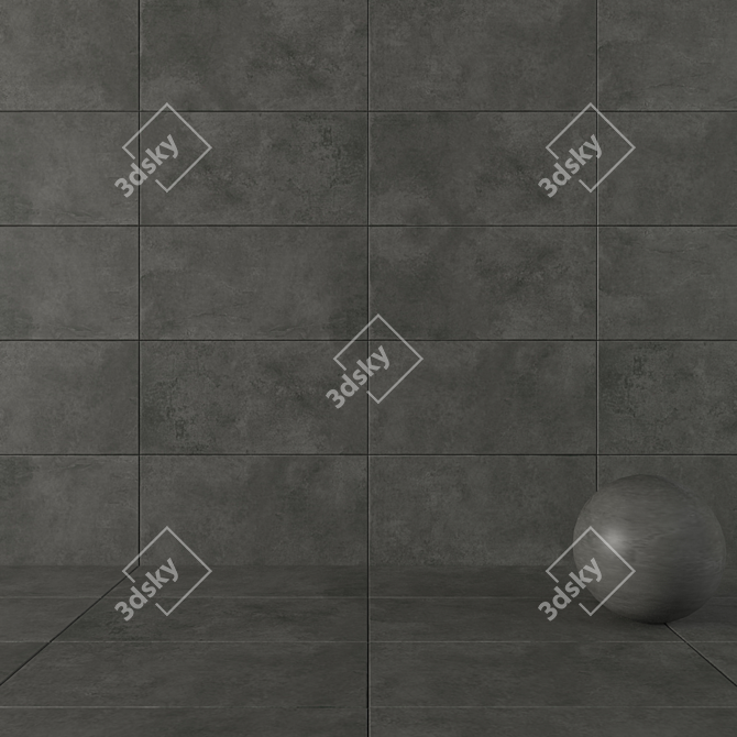 Anthracite Concrete Wall Tiles 3D model image 1