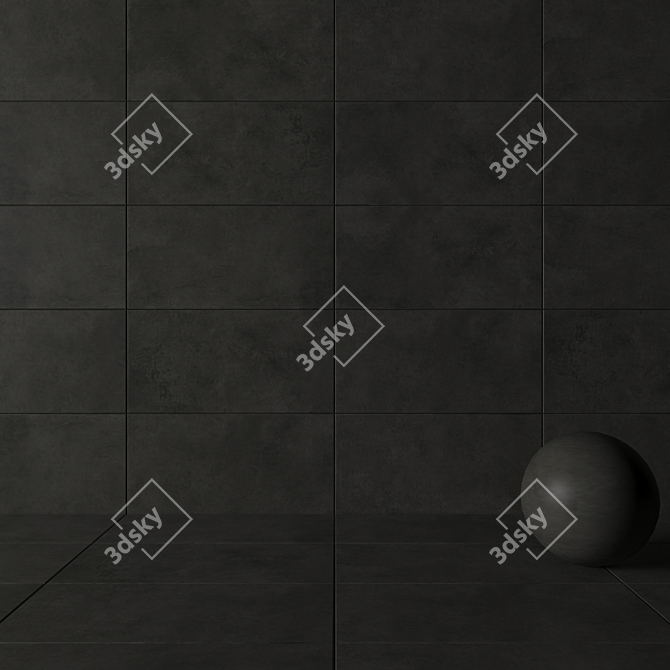 Anthracite Concrete Wall Tiles 3D model image 3