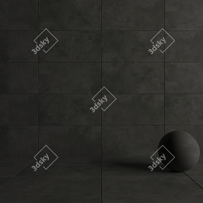 Anthracite Concrete Wall Tiles 3D model image 4