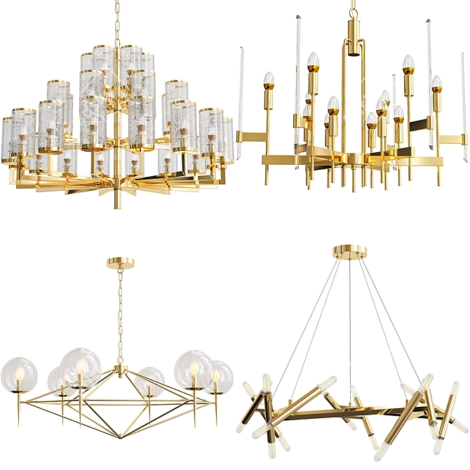 Luxury Chandelier Trio: Liaison, Bari Light, Le Pentagone 3D model image 1