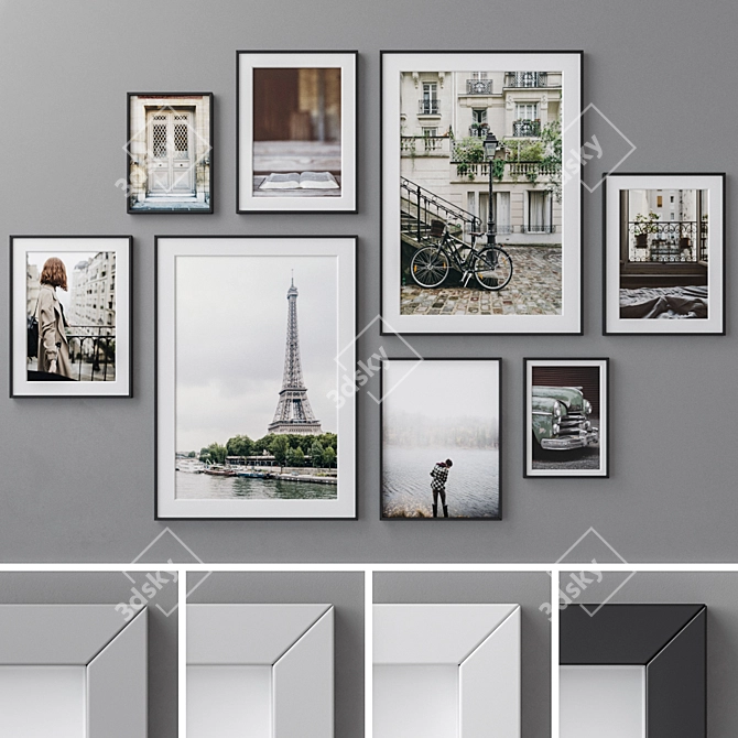 Multi-Colored Photo Frames Set 208 3D model image 1