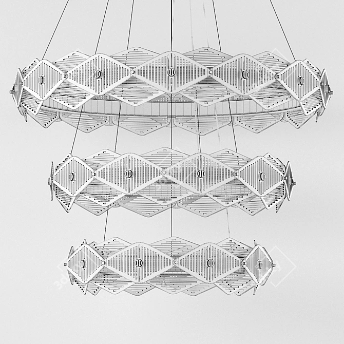 Elegant Rote Triple Chandelier 3D model image 3