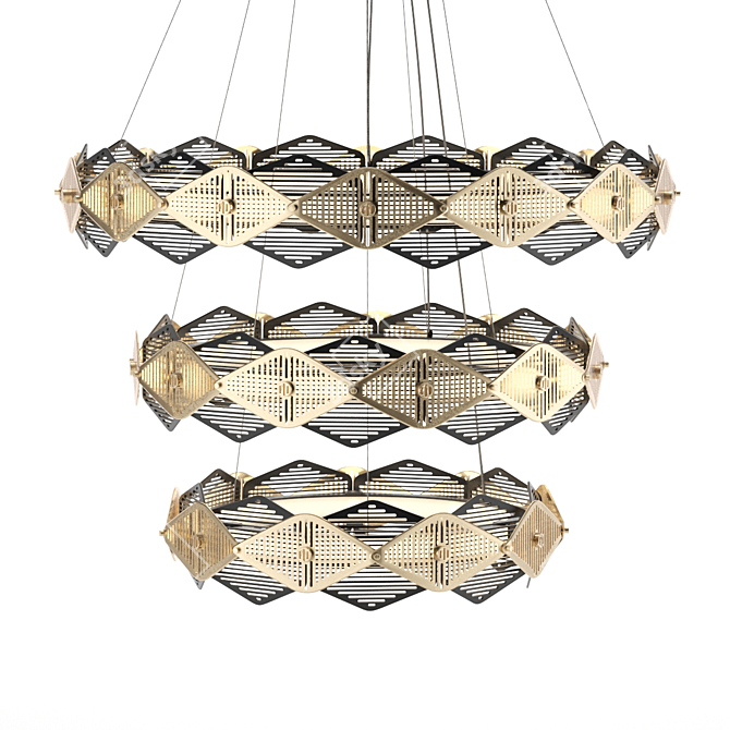 Elegant Rote Triple Chandelier 3D model image 4