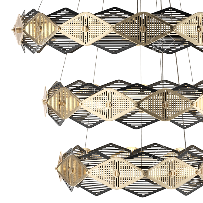 Elegant Rote Triple Chandelier 3D model image 6