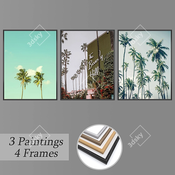 Versatile 3-Piece Wall Art Set 3D model image 1