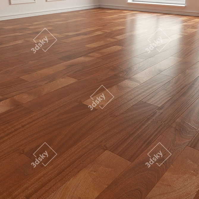 12mm Mahogany Parquet Laminate 3D model image 2