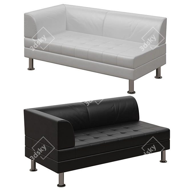 Modern Black Leather Corner Sofa 3D model image 1