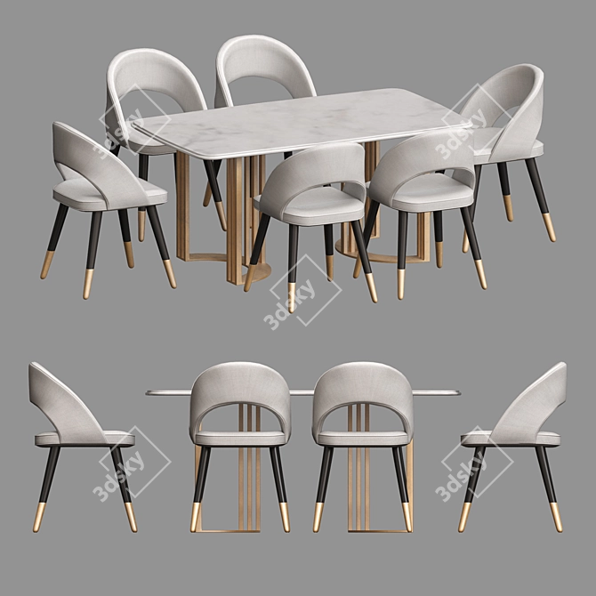 Elegant Table and Chair Set 3D model image 1