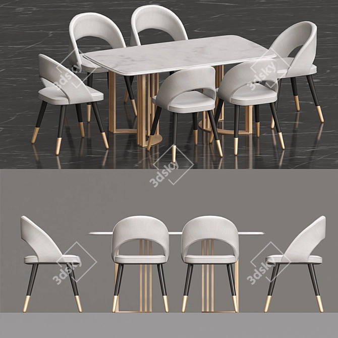 Elegant Table and Chair Set 3D model image 2