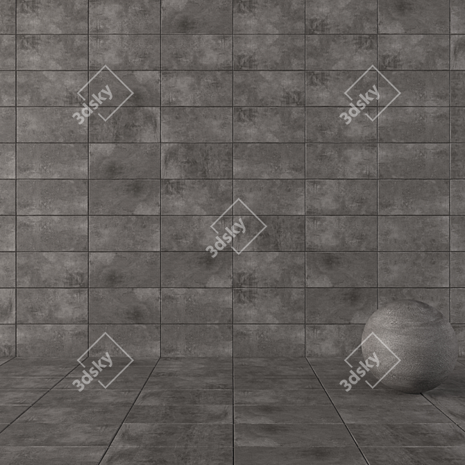  ARES Black Concrete Wall Tiles 3D model image 1
