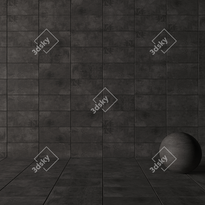  ARES Black Concrete Wall Tiles 3D model image 3